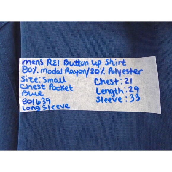 REI Button Shirt Modal Polyester Metal Buttons Long Sleeve Mens Size S 801639 - Picture 5 of 8